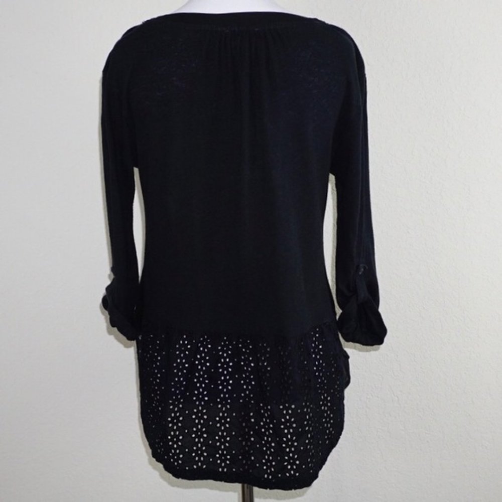 Anthro Meadow Rue Effortless Eyelet Henley Top - Picture 7 of 8
